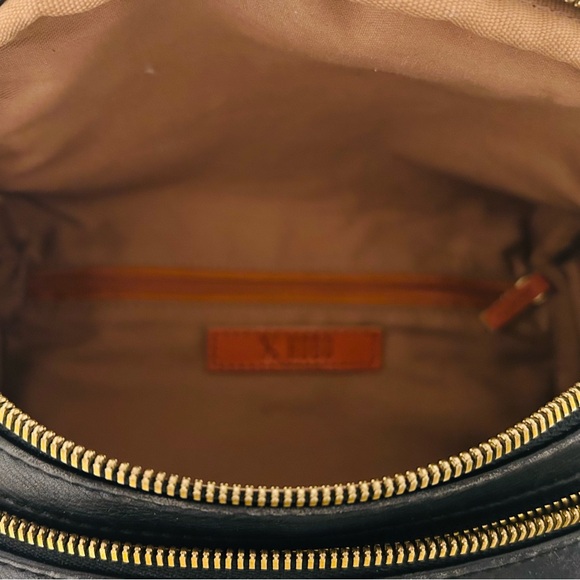 HOBO Black Leather Crossbody Bag with Gold Zippers - Picture 4 of 7